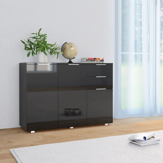 Berkfield Sideboard High Gloss Black 107x35x80.5 cm