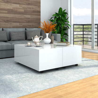 Berkfield Coffee Table High Gloss White 100x100x35 cm