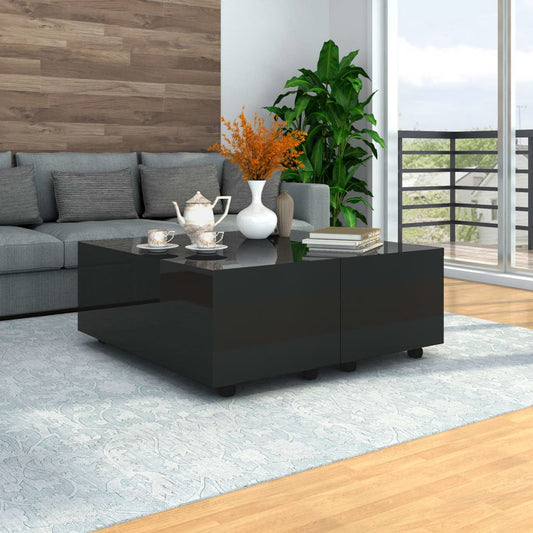 Berkfield Coffee Table High Gloss Black 100x100x35 cm