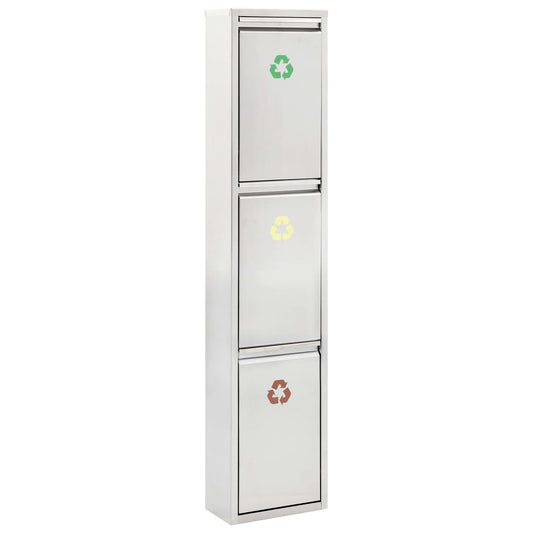 Berkfield Recycle Dustbin Silver Stainless Steel 45 L