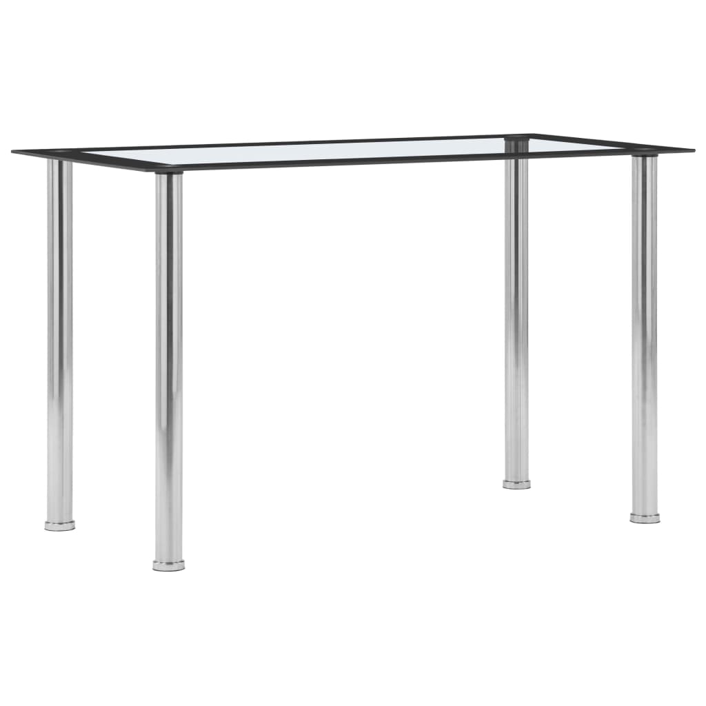 Berkfield Dining Table Black and Transparent 120x60x75 cm Tempered Glass
