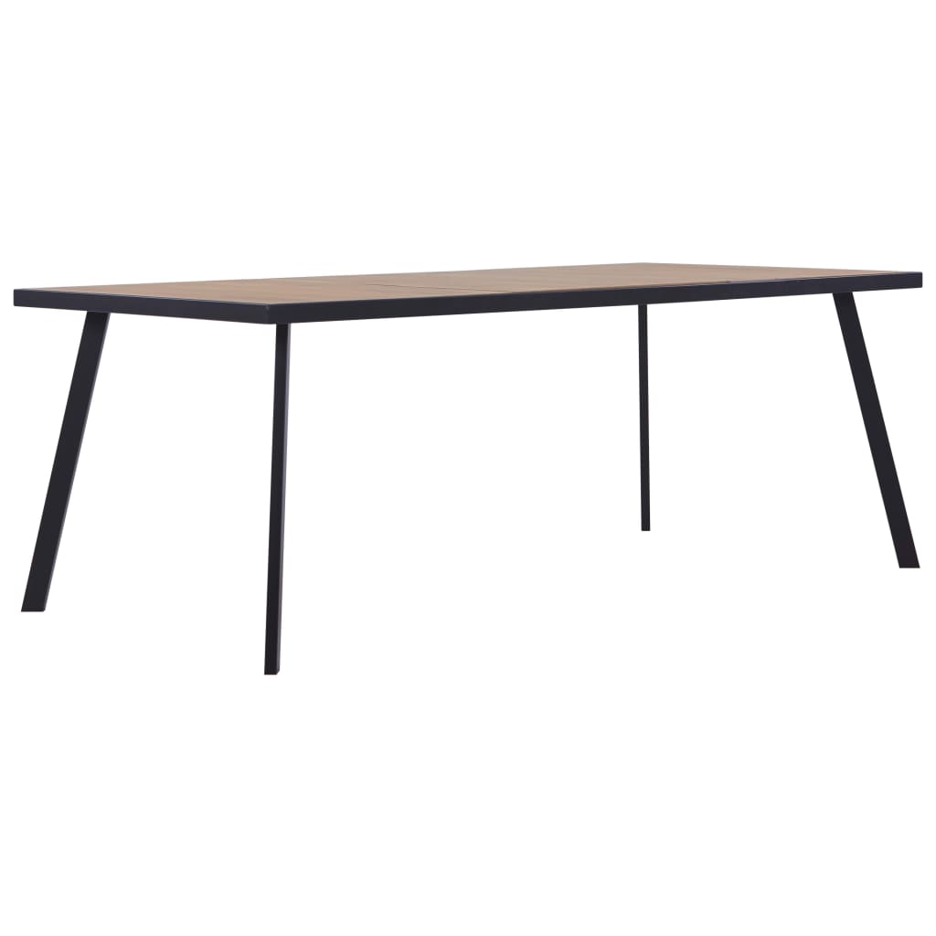 Berkfield Dining Table Light Wood and Black 180x90x75 cm MDF