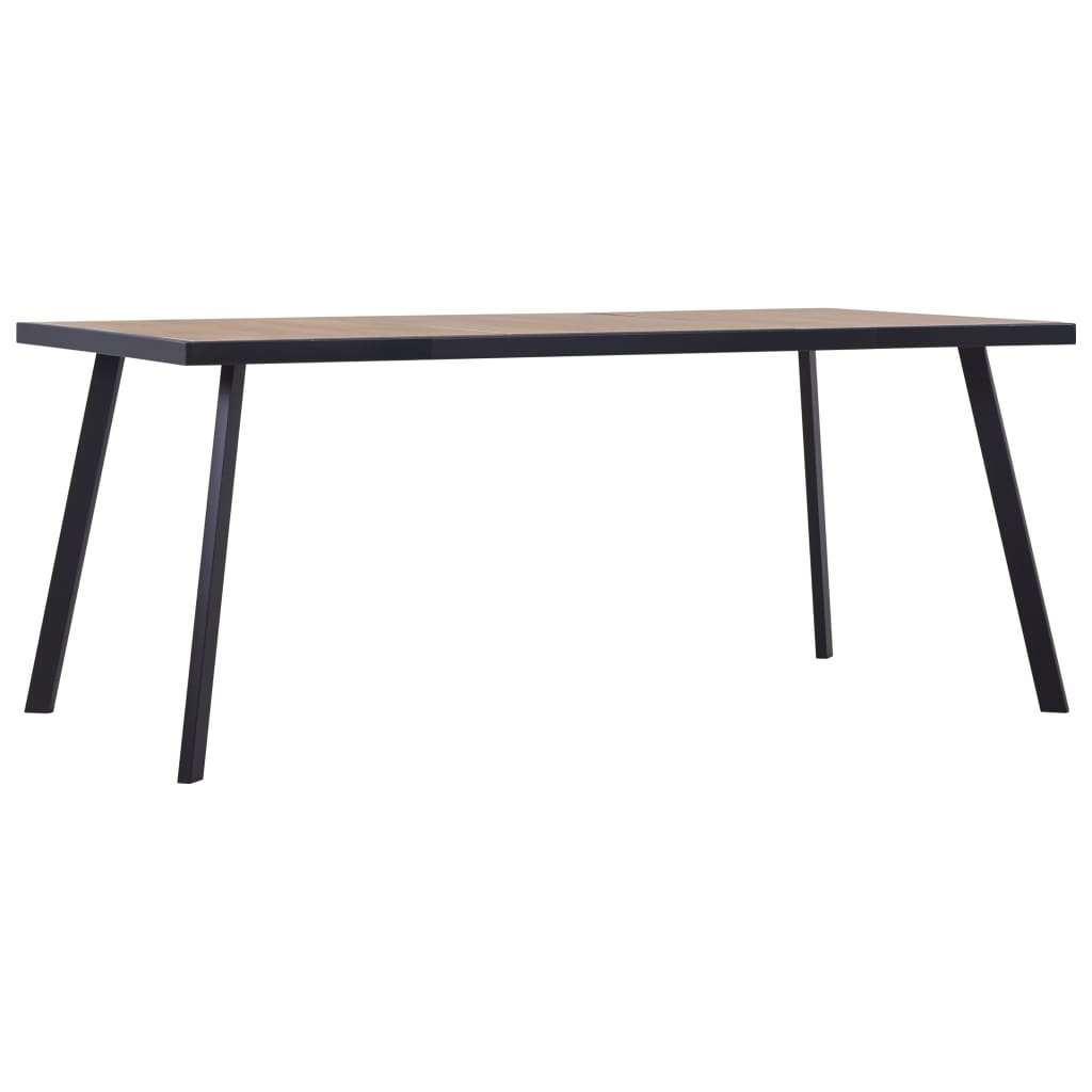 Berkfield Dining Table Light Wood and Black 200x100x75 cm MDF