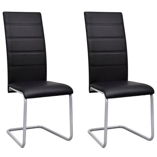 Berkfield Cantilever Dining Chairs 2 pcs Black Faux Leather