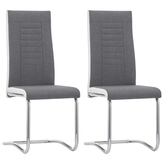 Berkfield Cantilever Dining Chairs 2 pcs Dark Grey Fabric