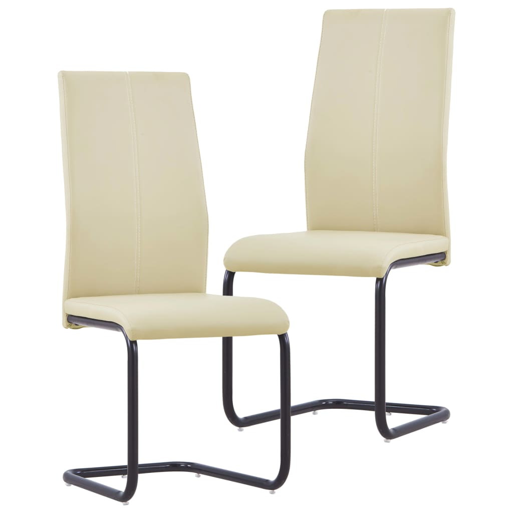 Berkfield Cantilever Dining Chairs 2 pcs Cappuccino Faux Leather