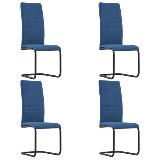 Berkfield Cantilever Dining Chairs 4 pcs Blue Fabric