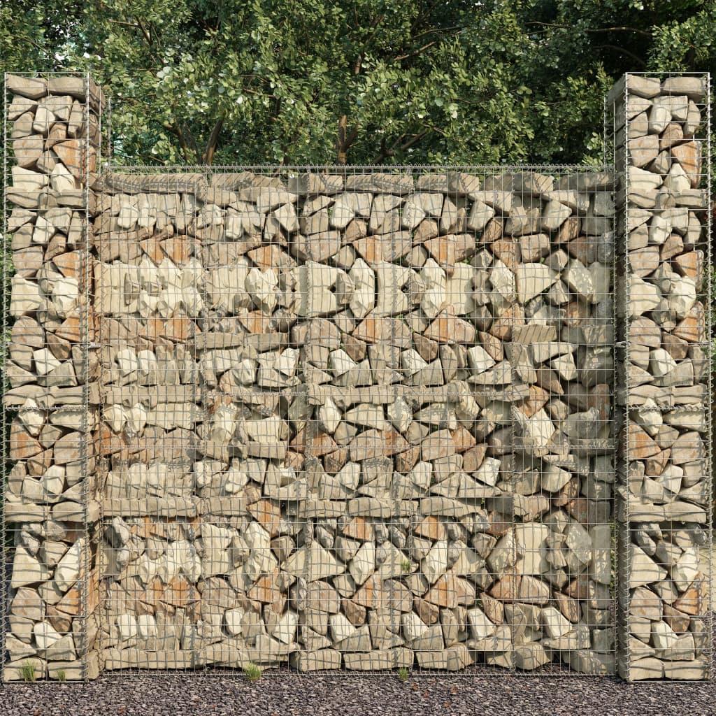 Berkfield Gabion Baskets 3 pcs Galvanised Steel 25x25x197 cm