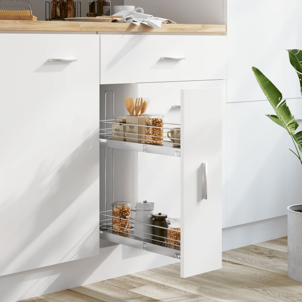 Berkfield 2-Tier Pull-out Kitchen Wire Basket Silver 47x15x54.5 cm