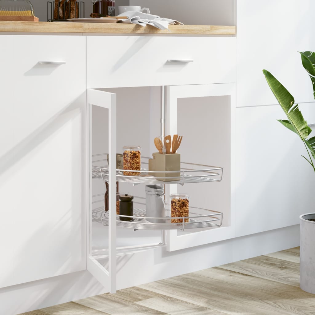 Berkfield 2-Tier Kitchen Wire Basket Silver 180 Degree 75x38x80 cm