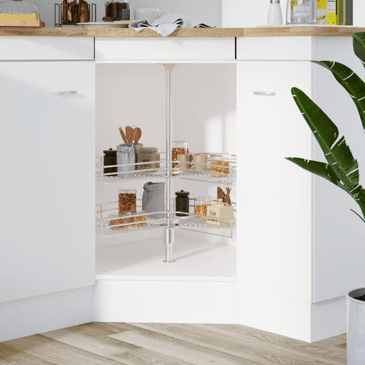 Berkfield 2-Tier Kitchen Wire Basket Silver 270 Degree 71x71x80 cm