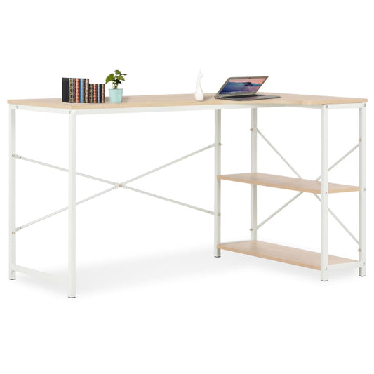 Berkfield Computer Desk White and Oak 120x72x70 cm