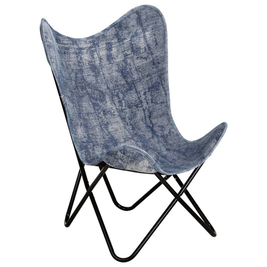 Berkfield Butterfly Chair Indigo Blue Canvas