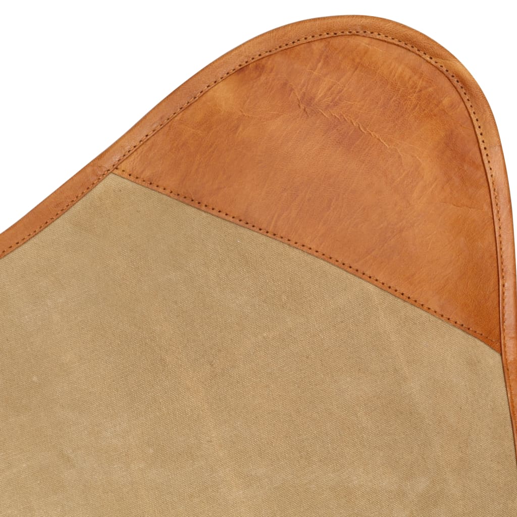 Berkfield Butterfly Chair Brown Real Leather and Canvas
