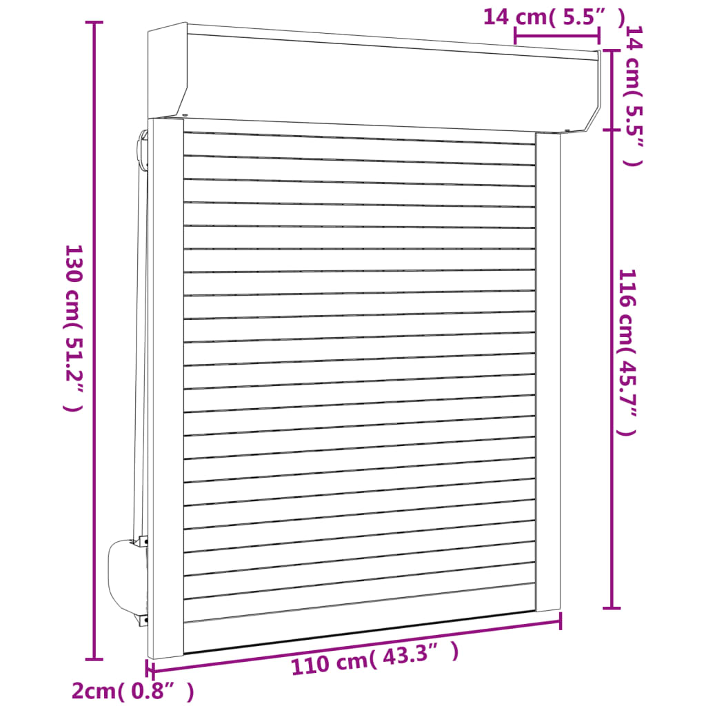 Berkfield Roller Shutter Aluminium 110x130 cm White