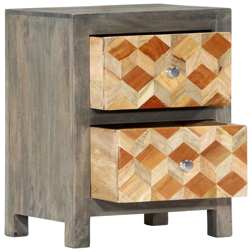 Berkfield Bedside Cabinet Grey 40x30x50 cm Solid Mango Wood