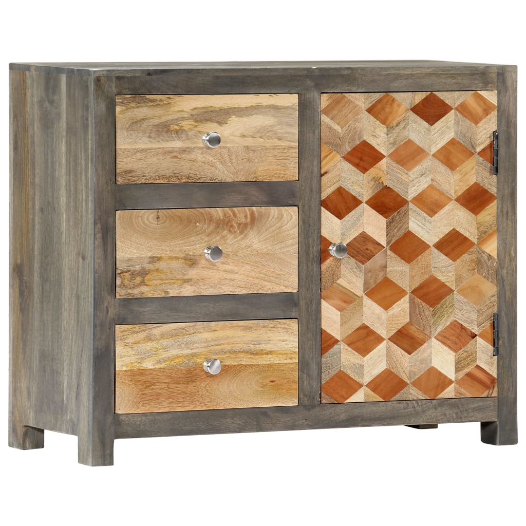 Berkfield Side Cabinet Grey 75x30x60 cm Solid Mango Wood
