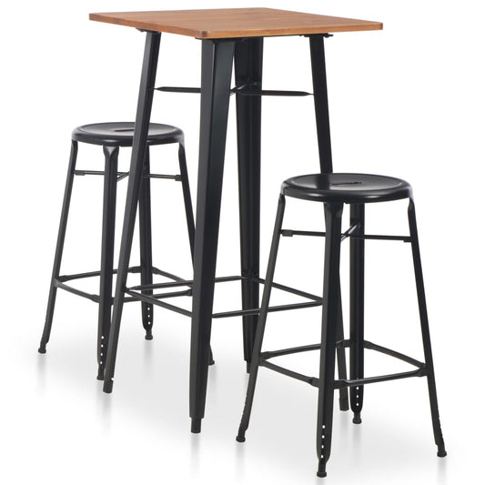 Berkfield 3 Piece Bar Set Steel Black