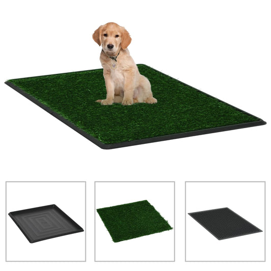 Berkfield Pet Toilet with Tray & Faux Turf Green 64x51x3 cm WC