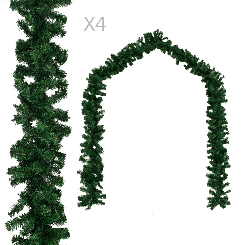 Berkfield Christmas Garlands 4 pcs Green 270 cm PVC