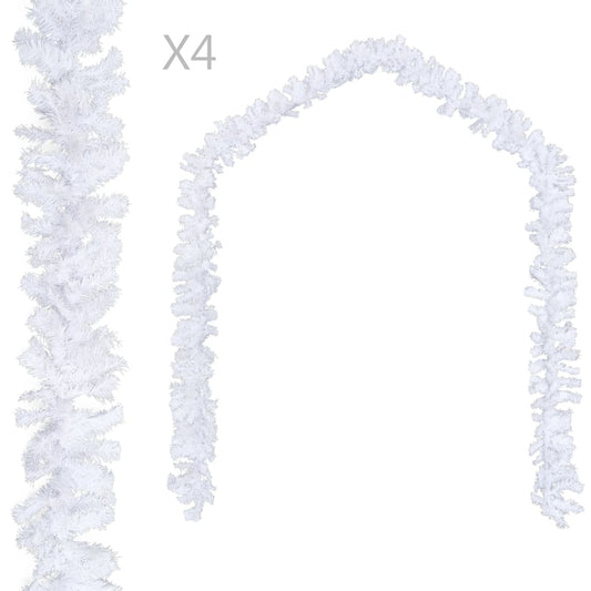 Berkfield Christmas Garlands 4 pcs White 270 cm PVC