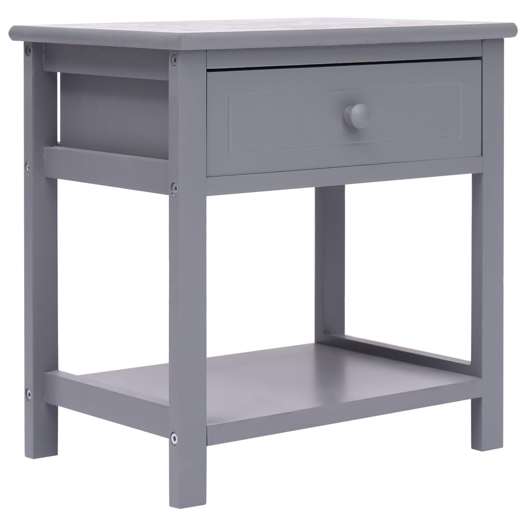 Berkfield Nightstand Grey 40x29x42 cm Paulownia Wood