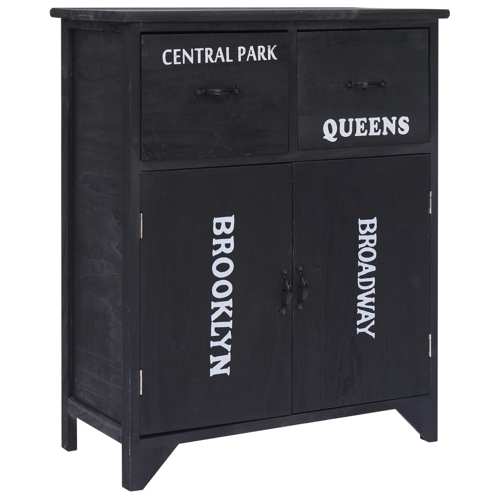 Berkfield Side Cabinet Black 60x30x75 cm Paulownia Wood