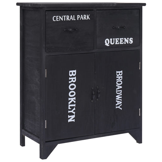 Berkfield Side Cabinet Black 60x30x75 cm Paulownia Wood