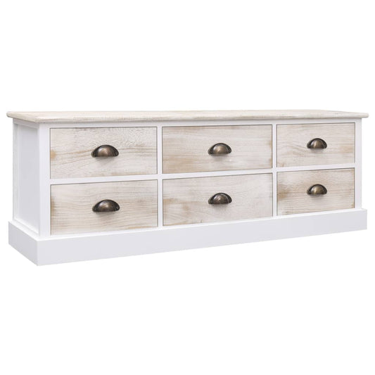 Berkfield Hall Bench White and Light Brown 115x30x40 cm Wood