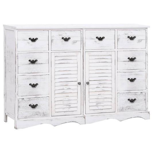 Berkfield Sideboard with 10 Drawers White 113x30x79 cm Wood