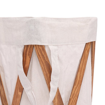 Berkfield Folding Laundry Basket Cream Wood and Fabric