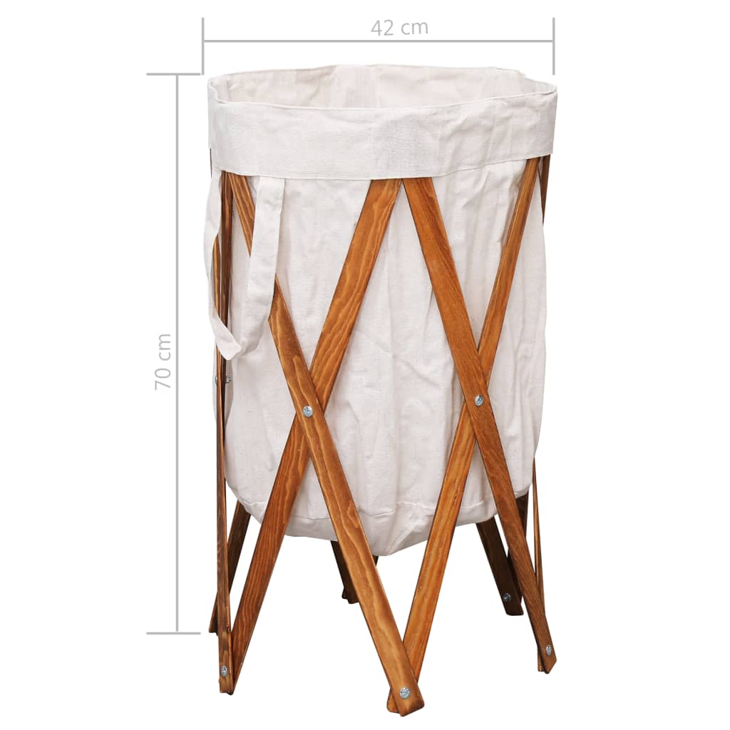 Berkfield Folding Laundry Basket Cream Wood and Fabric