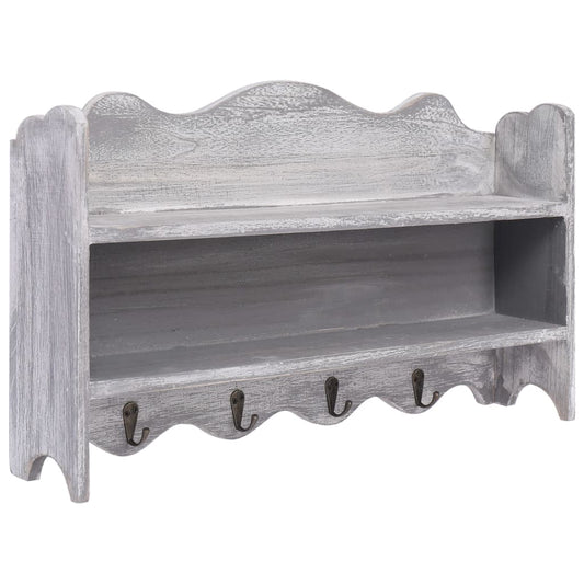 Berkfield Wall Mounted Coat Rack Grey 50x10x30 cm Wood