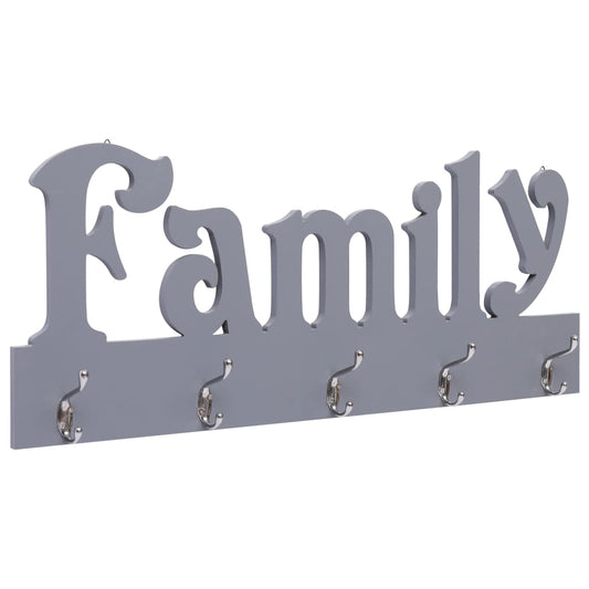 Berkfield Wall Mounted Coat Rack FAMILY Grey 74x29.5 cm