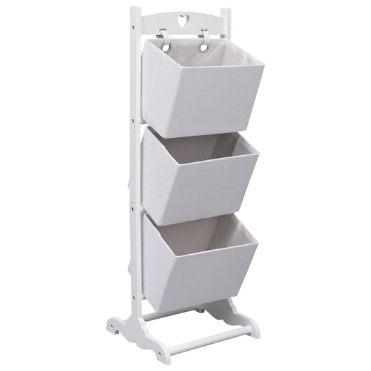 Berkfield 3-Layer Basket Rack White 35x35x102 cm Wood
