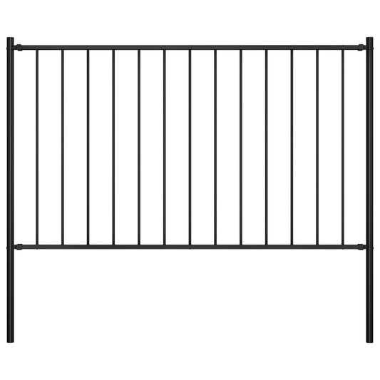 Berkfield Fence Panel with Posts Powder-coated Steel 1.7x0.75 m Black