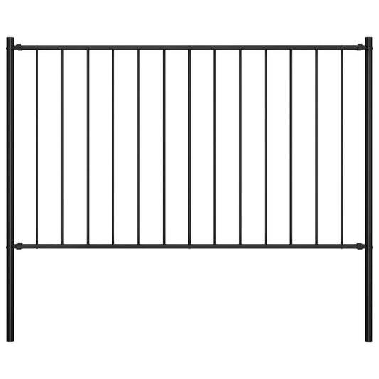 Berkfield Fence Panel with Posts Powder-coated Steel 1.7x1.25 m Black
