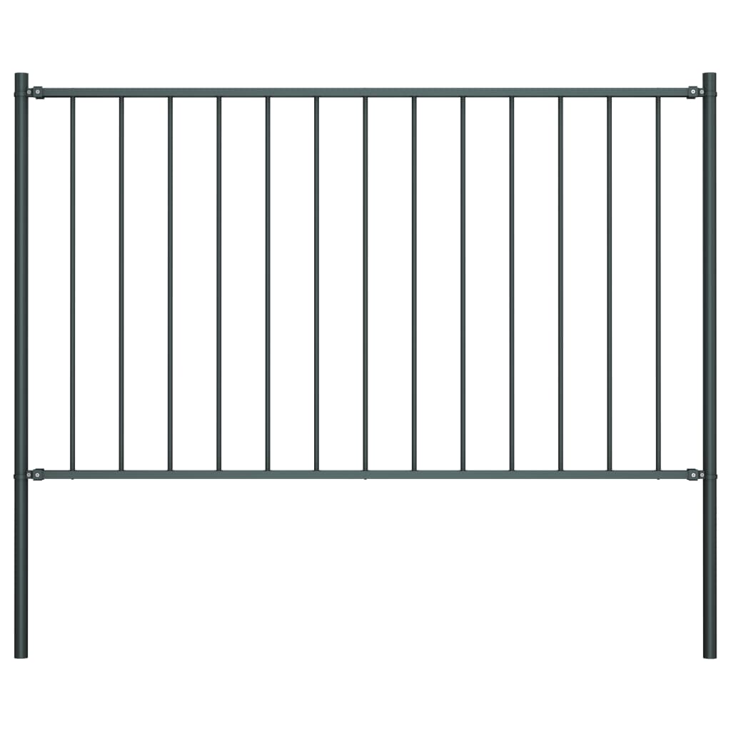 Berkfield Fence Panel with Posts Powder-coated Steel 1.7x0.75 m Anthracite