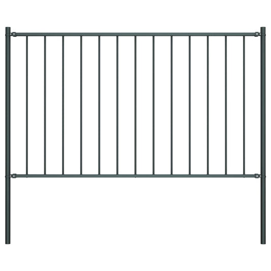 Berkfield Fence Panel with Posts Powder-coated Steel 1.7x0.75 m Anthracite