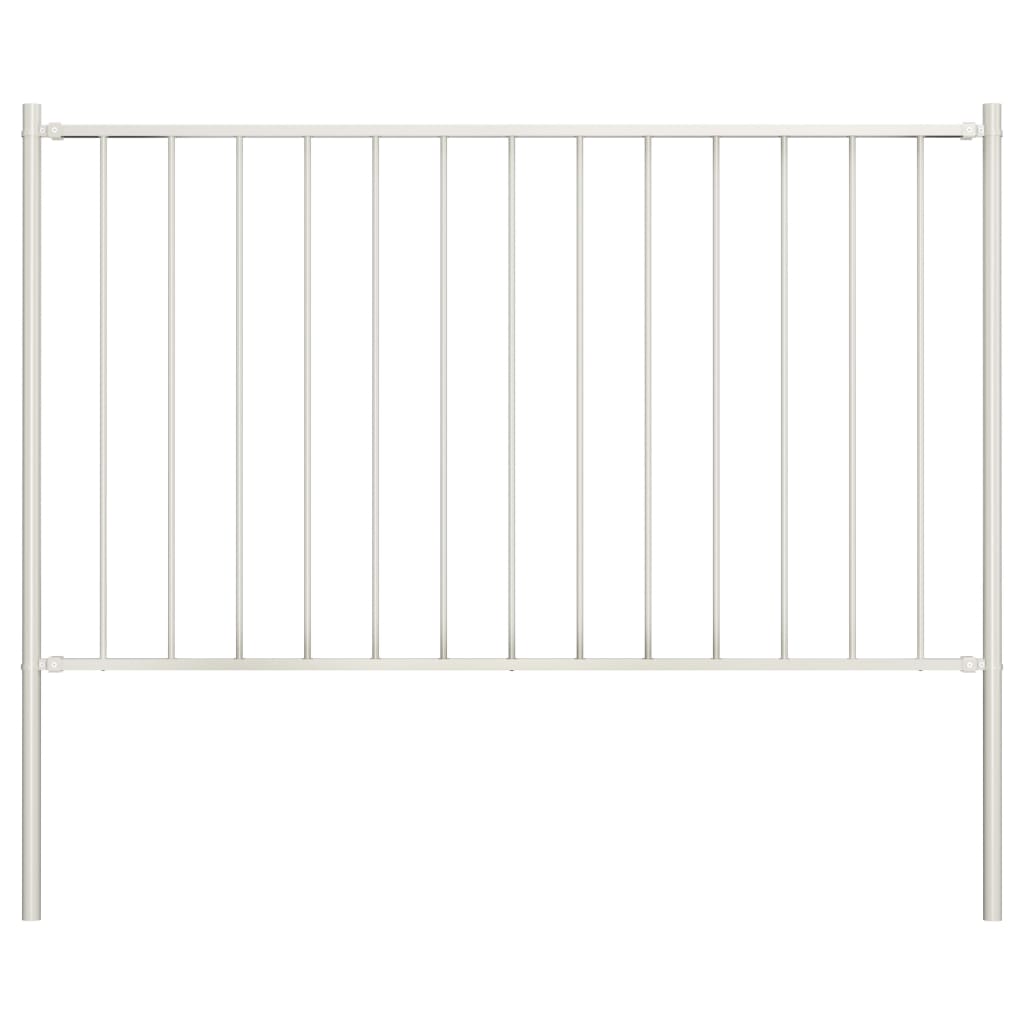 Berkfield Fence Panel with Posts Powder-coated Steel 1.7x1 m White