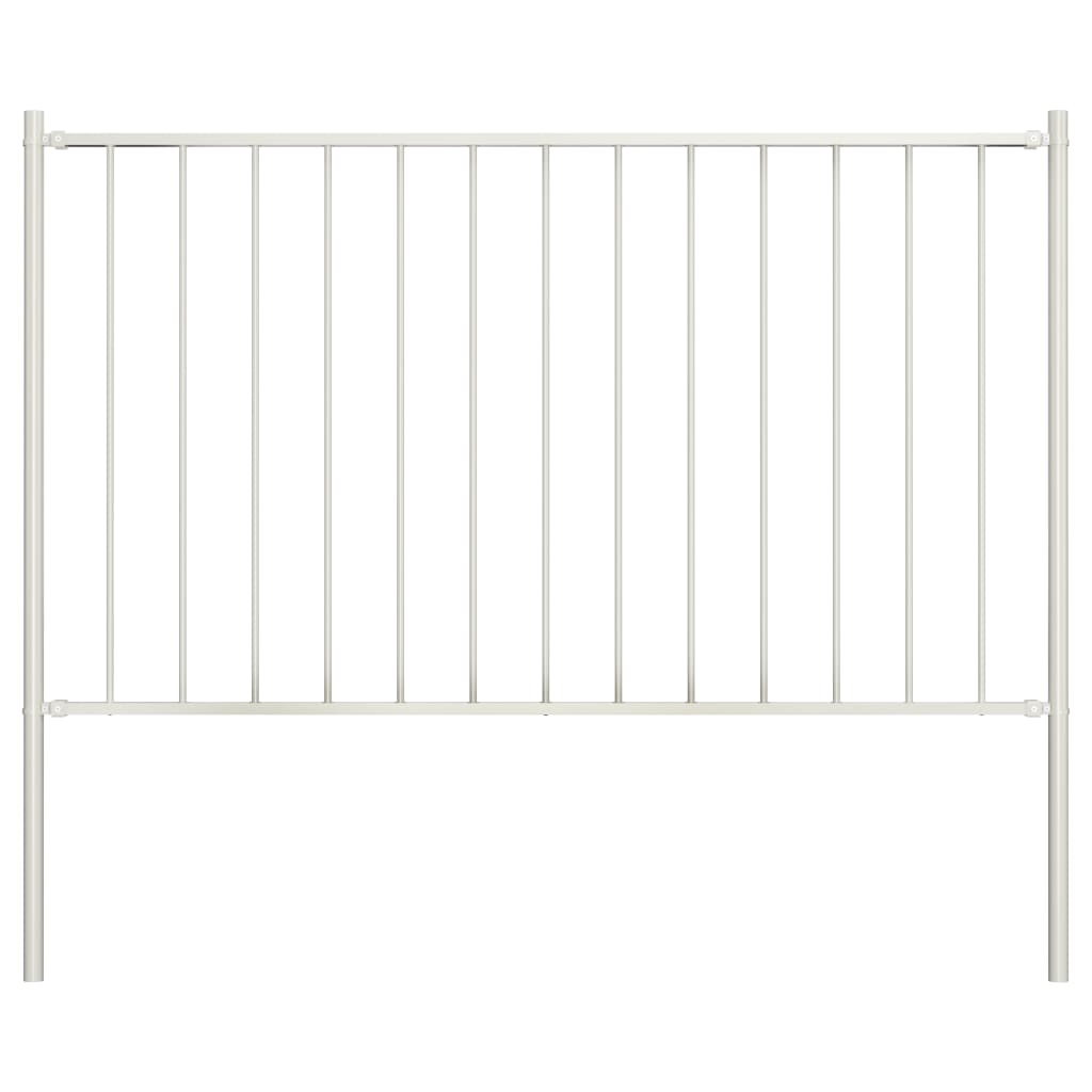 Berkfield Fence Panel with Posts Powder-coated Steel 1.7x1.25 m White