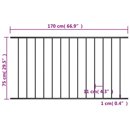 Berkfield Fence Panel Powder-coated Steel 1.7x0.75 m Black