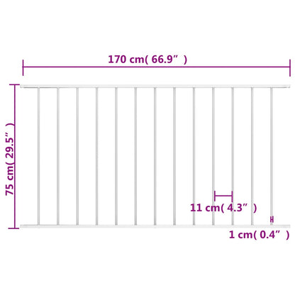 Berkfield Fence Panel Powder-coated Steel 1.7x0.75 m White