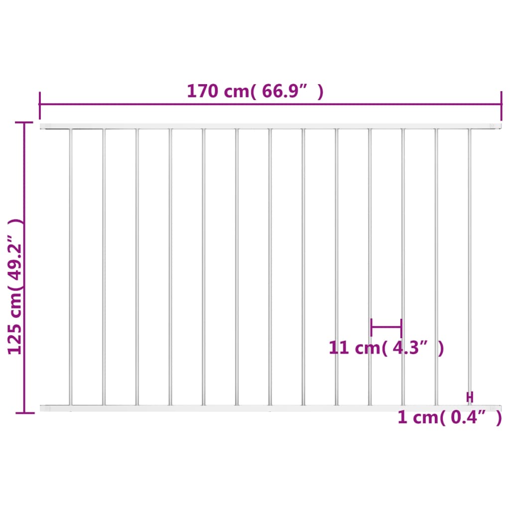 Berkfield Fence Panel Powder-coated Steel 1.7x1.25 m White
