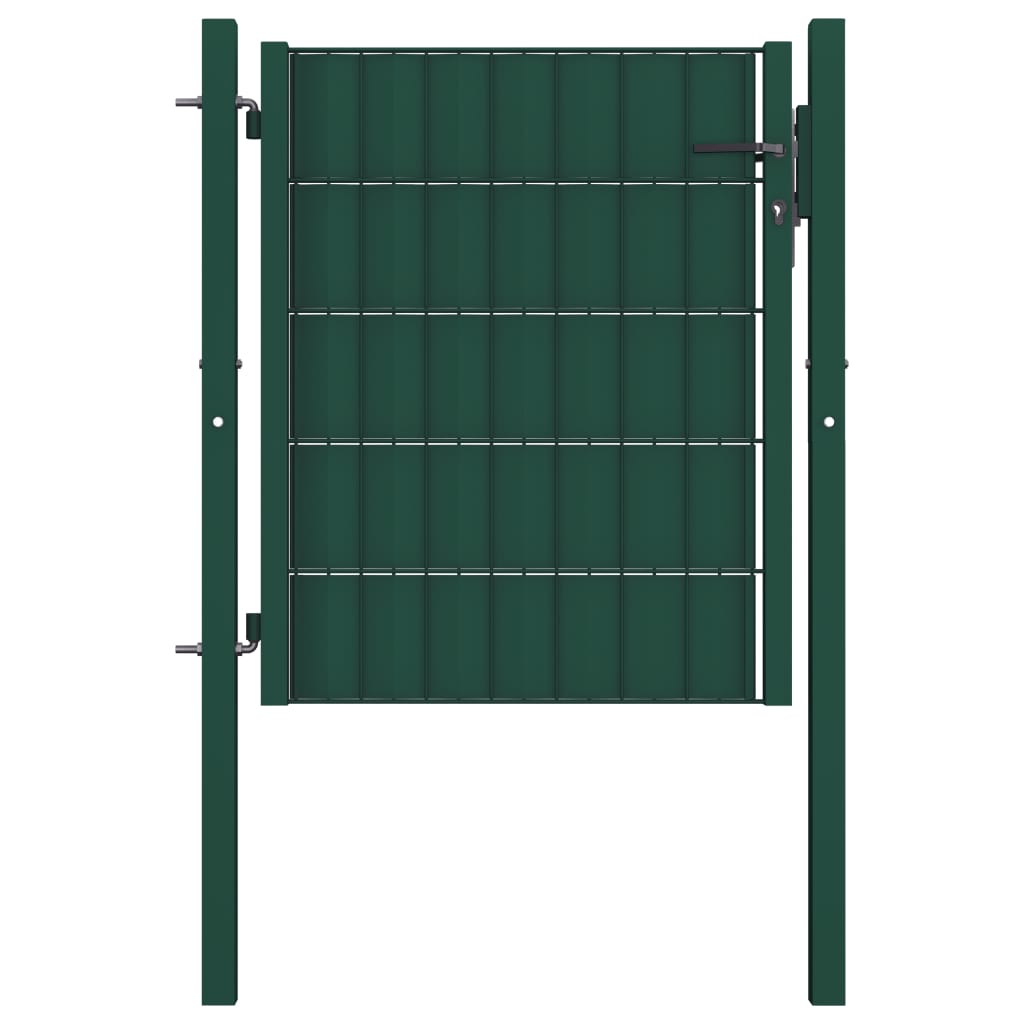 Berkfield Fence Gate PVC and Steel 100x101 cm Green