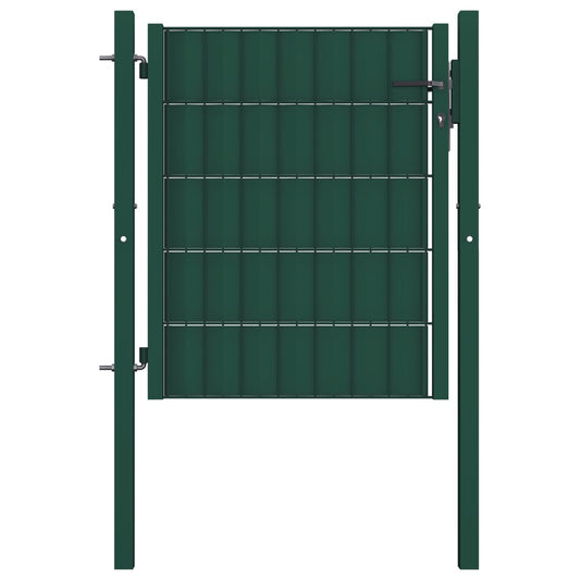 Berkfield Fence Gate PVC and Steel 100x101 cm Green