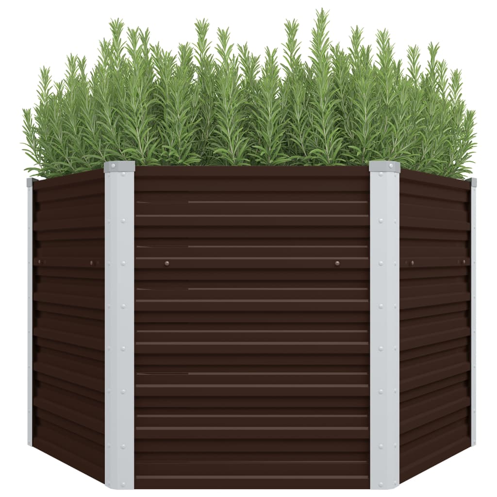 Berkfield Garden Raised Bed Brown 129x129x77 cm Galvanised Steel