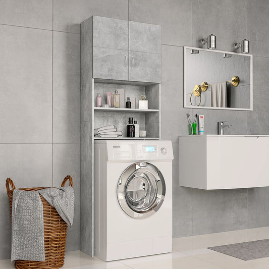 Berkfield Washing Machine Cabinet Concrete Grey 64x25.5x190 cm Engineered Wood