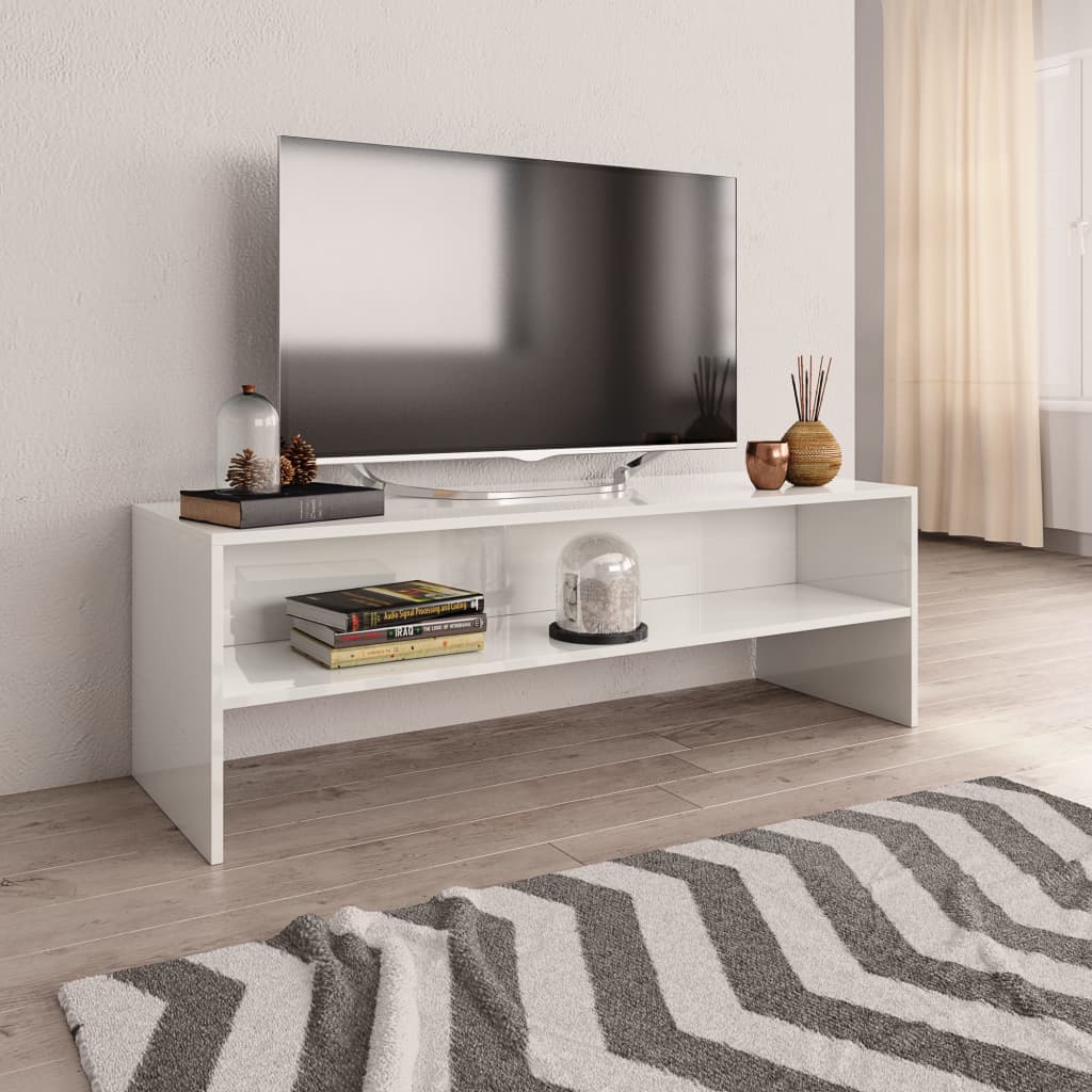 Berkfield TV Cabinet High Gloss White 120x40x40 cm Engineered Wood