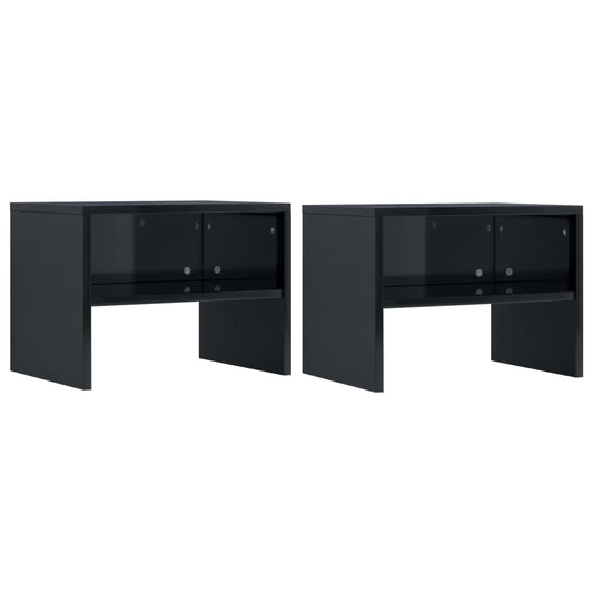 Berkfield Bedside Cabinets 2 pcs High Gloss Black 40x30x30 cm Engineered Wood